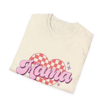 Groovy Mama T-Shirt - Retro Checkerboard Heart Design for Chic Moms | Trendy Mother's Day Gift Tee