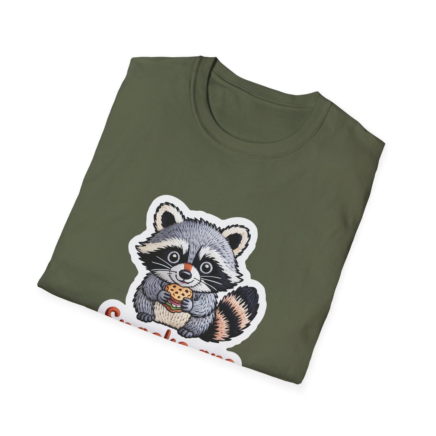"Snacks are Essential" Raccoon T-Shirt | Cute Foodie Animal Lover Tee | Funny & Cozy Gift for Snack Addicts