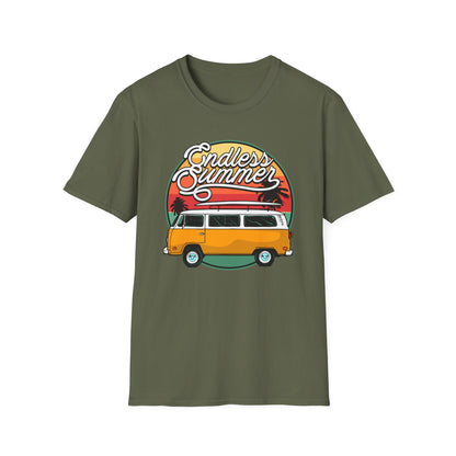 Iconic Endless Summer VW Bus T-Shirt | Vintage Surf Van & Sunset Palm Trees Tee | Perfect Beach Trip Gift