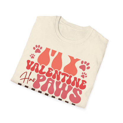 My Valentine Has Paws T-Shirt | Groovy Retro Pet Lover Tee | Adorable Dog Mom Cat Owner Gift