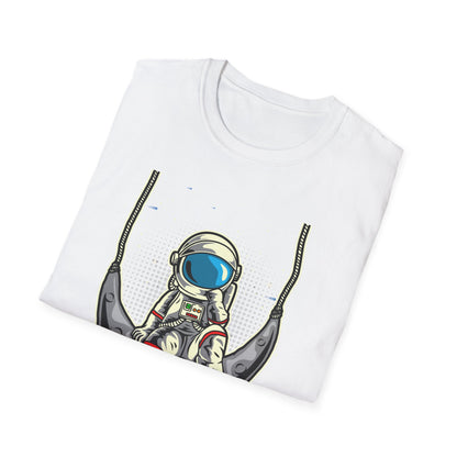 Cosmic Dreamer Astronaut Moon Swing T-Shirt | Unique Space Explorer Tee for Stargazers & Sci-Fi Fans