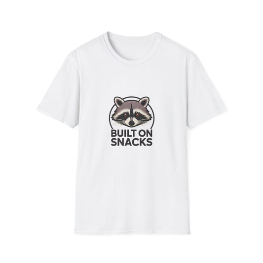 Awesome Raccoon 'Built On Snacks' T-Shirt - Hilarious Foodie Animal Tee | Ultimate Snack Lover Gift & Cozy Casual Wear
