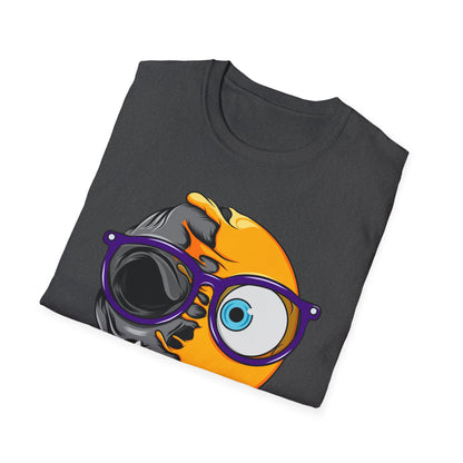 Unique Half Emoji Skull T-Shirt | Bold Melting Face Graphic Tee | Edgy Dual Personality Design for Distinct Style Seekers