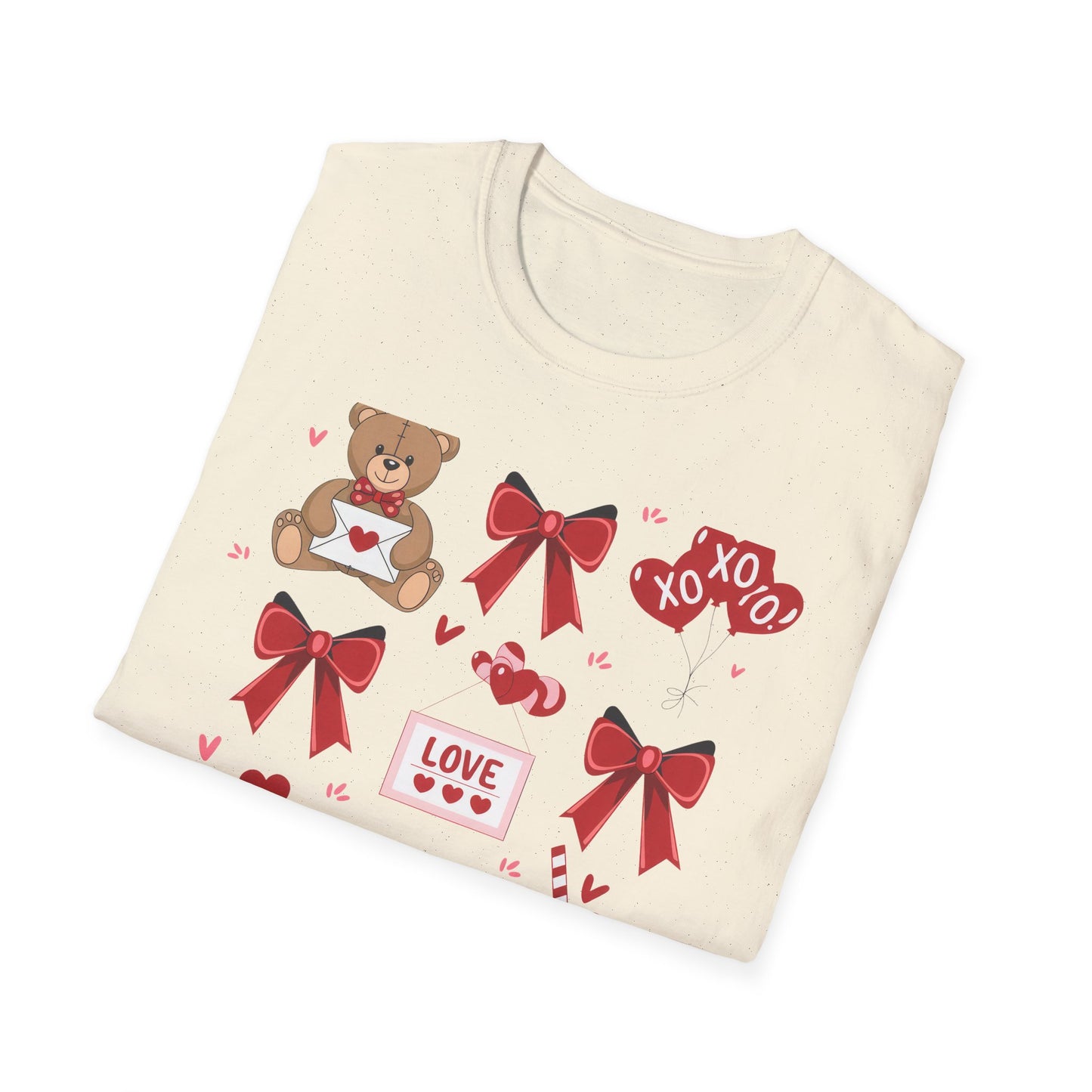 Adorable Valentine's Day Love T-Shirt | Cute Teddy Bear XOXO Heart Balloons & Sweet Treats Tee | Perfect Romantic Gift for Her