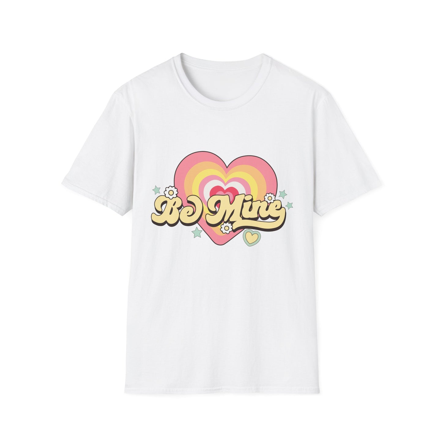 Groovy Be Mine Heart T-Shirt | Retro Pastel Valentine's Day Love Tee for Her | Adorable & Sweet Gift
