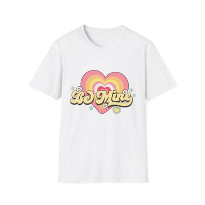 Groovy Be Mine Heart T-Shirt | Retro Pastel Valentine's Day Love Tee for Her | Adorable & Sweet Gift