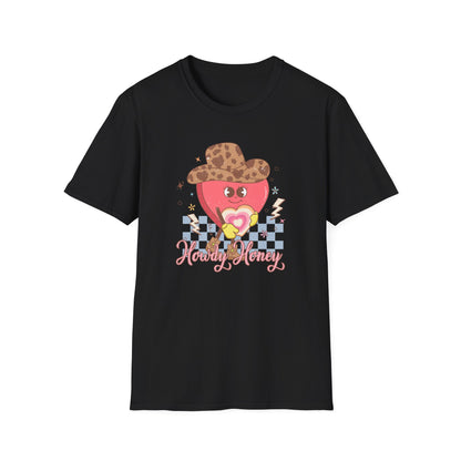Groovy Cowgirl Heart "Howdy Honey" T-Shirt | Adorable Retro Western Sweetheart Tee for Women, Trendy Country Style