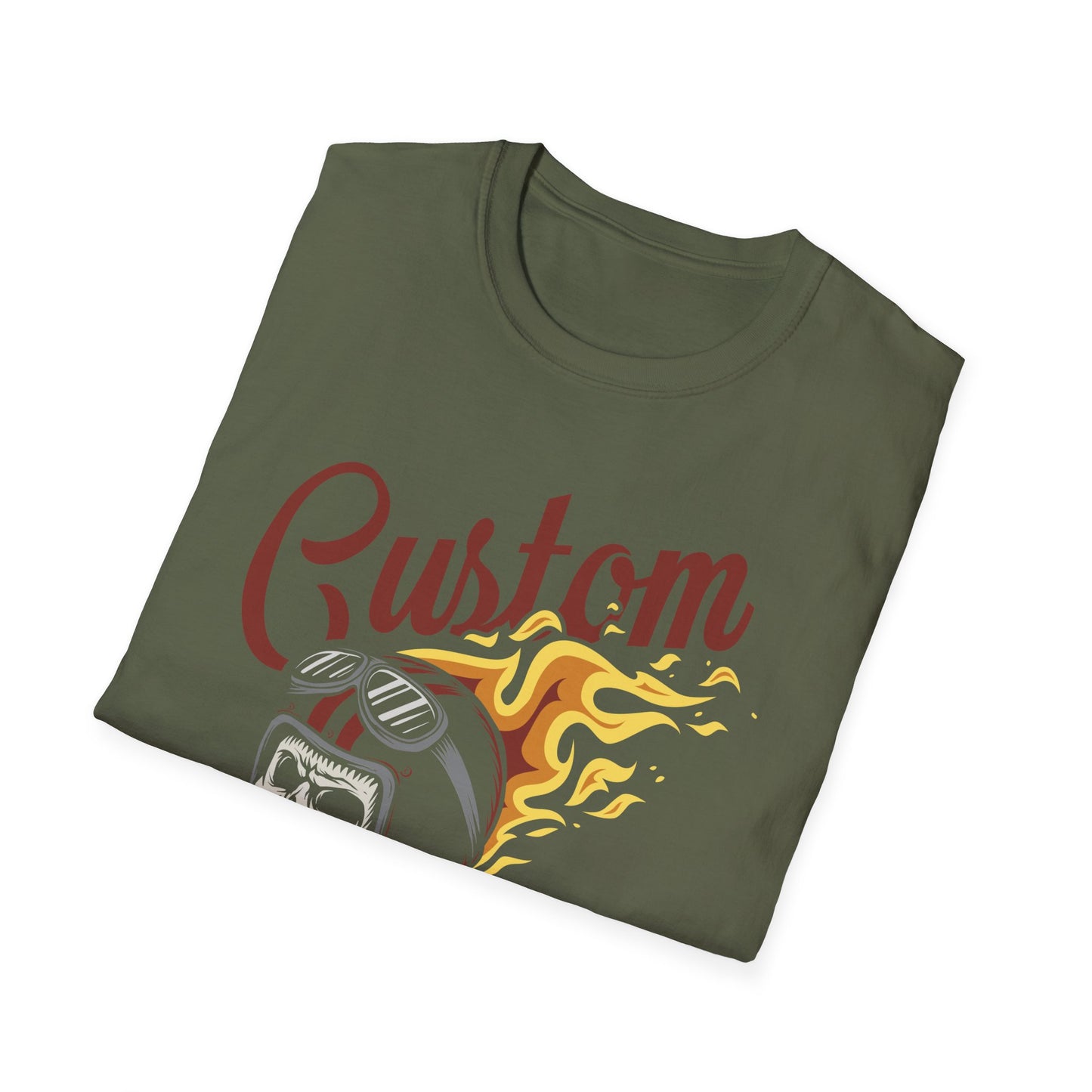 Custom Build & Repair T-Shirt | Vintage Biker Skull Flames Tee | Iconic Mechanic & Hot Rod Enthusiast Apparel