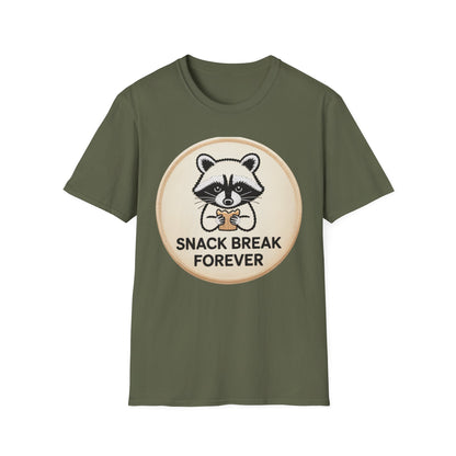 Hilarious Raccoon Snack Break Forever T-Shirt - Cute Foodie Animal Lover Tee | Trendy & Comfy Graphic Top