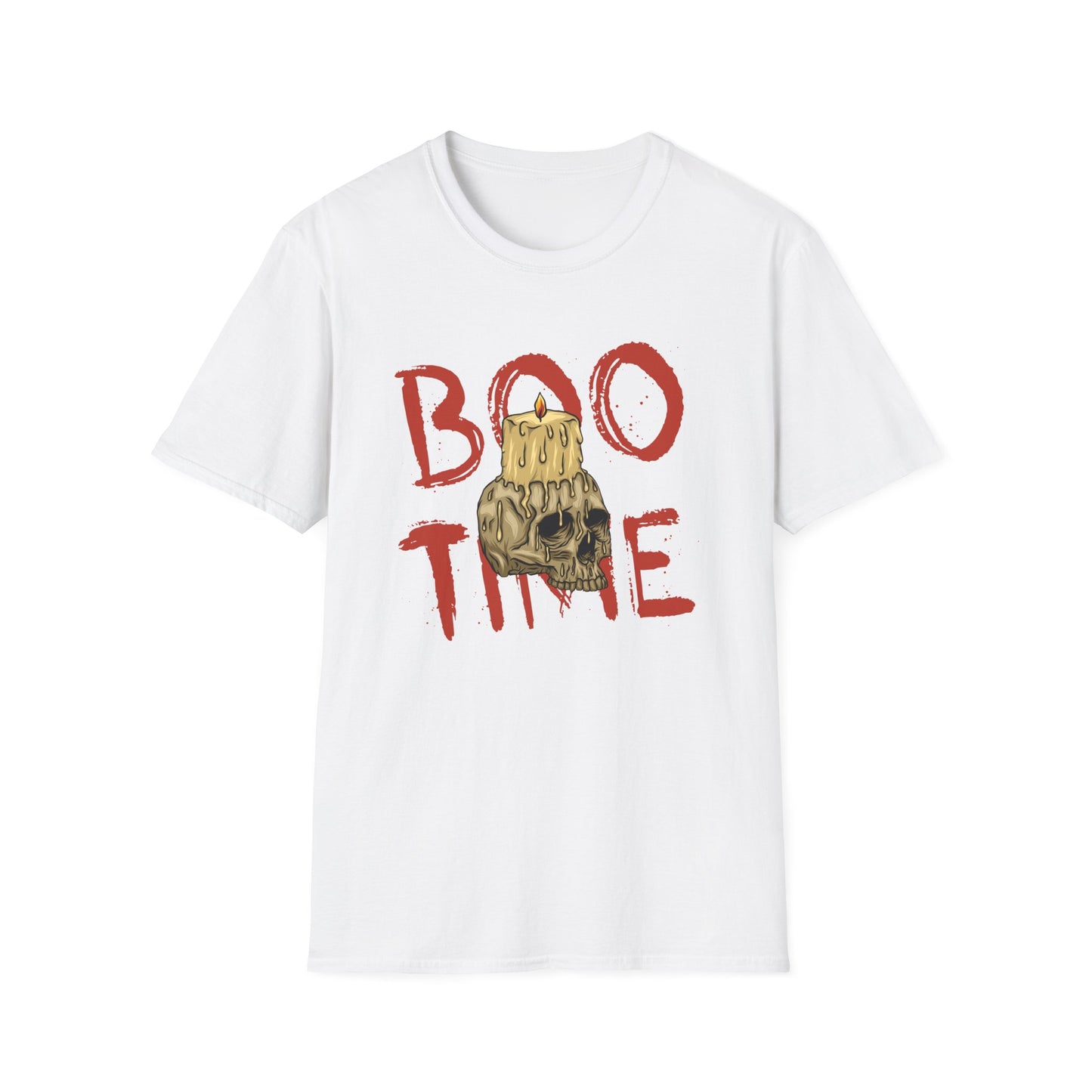 Spooky 'Boo Time' Skull Candle Halloween T-Shirt | Hauntingly Cool Graphic Tee for Men & Women | Unique Gothic Fall Apparel