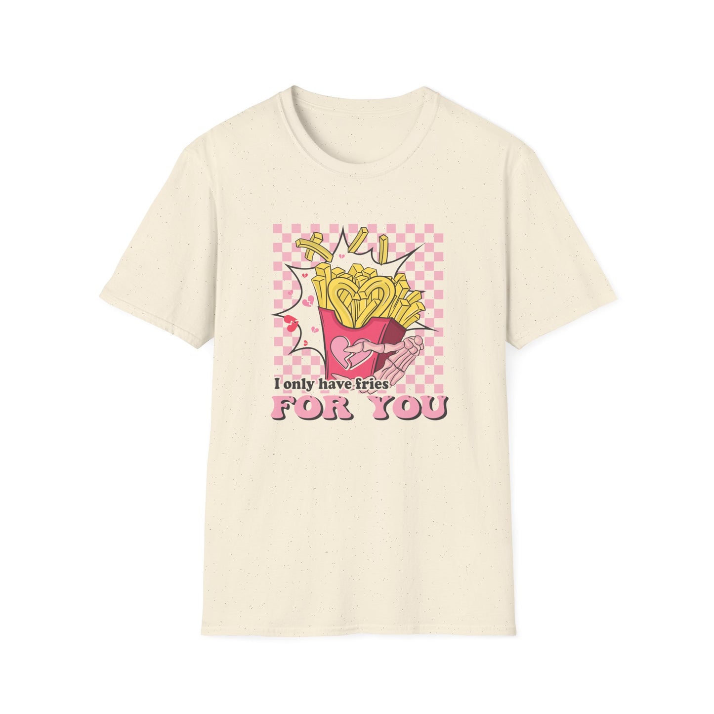 I Only Have Fries For You T-Shirt | Edgy Skeleton Hand & Broken Heart Fries Tee | Funny Foodie Alt Aesthetic Pink & Black Top