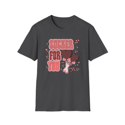 Sweet Sucker For You T-Shirt | Retro Checkered Heart Lollipops | Valentine's Day Love Gift | Adorable & Trendy Romantic Tee