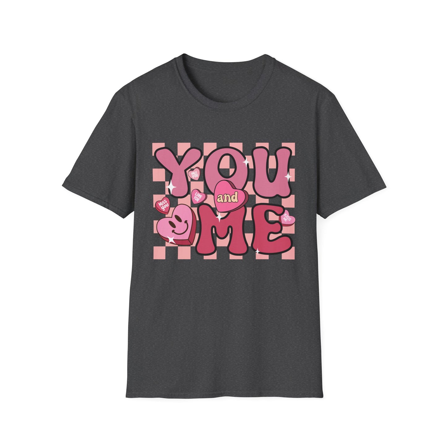 Sweet Retro YOU and ME T-Shirt - Groovy Valentine's Day Candy Heart Love Couple Tee