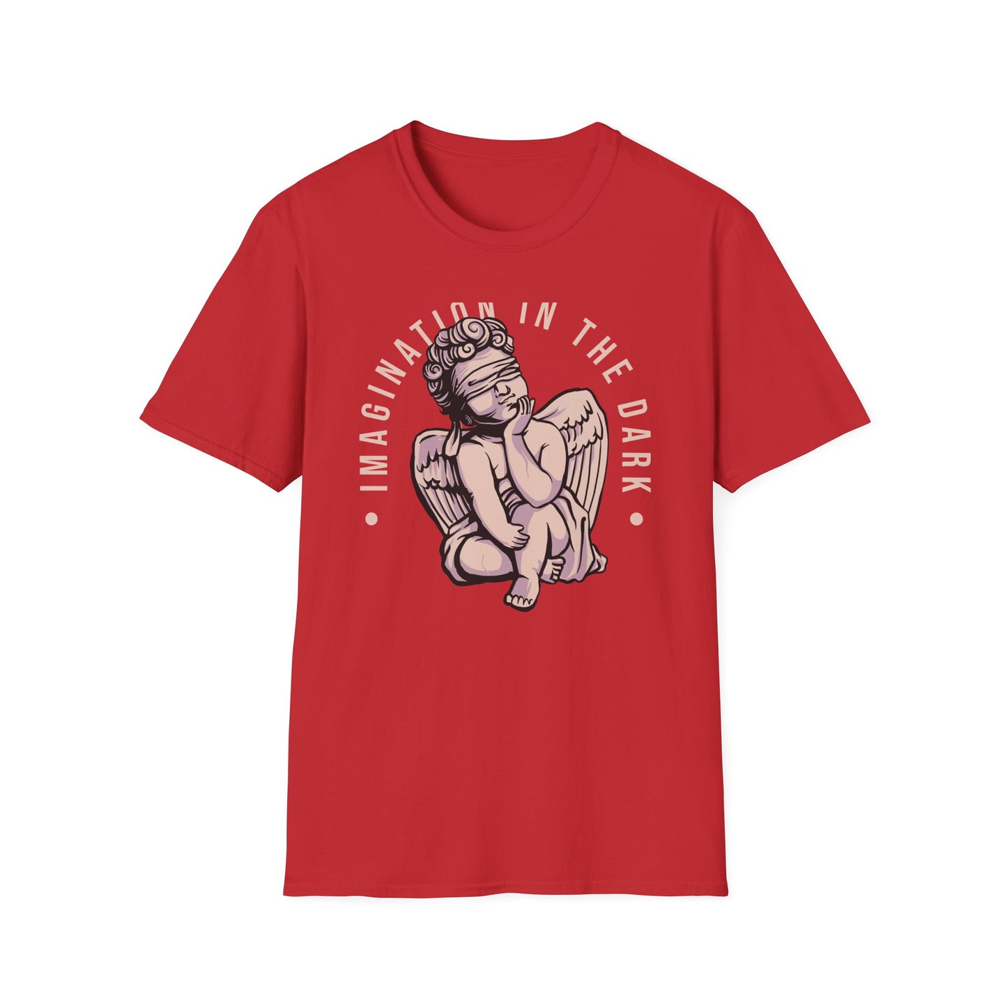 Captivating "Imagination in the Dark" Cherub T-Shirt - Aesthetic Blindfolded Angel Tee for Unique Style Seekers