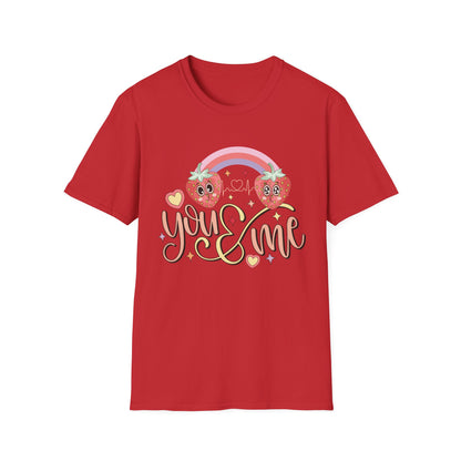 Adorable You & Me Strawberry Couple T-Shirt - Sweet Kawaii Love Design, Perfect Romantic Valentine's Day Gift