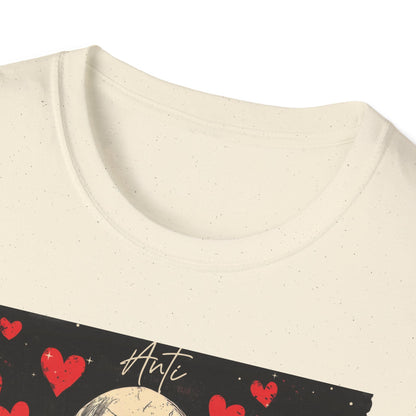 Anti Valentine Club Skeleton T-Shirt - Edgy Skull with Heart Sunglasses & Dripping Hearts | Grunge Anti-Love Tee