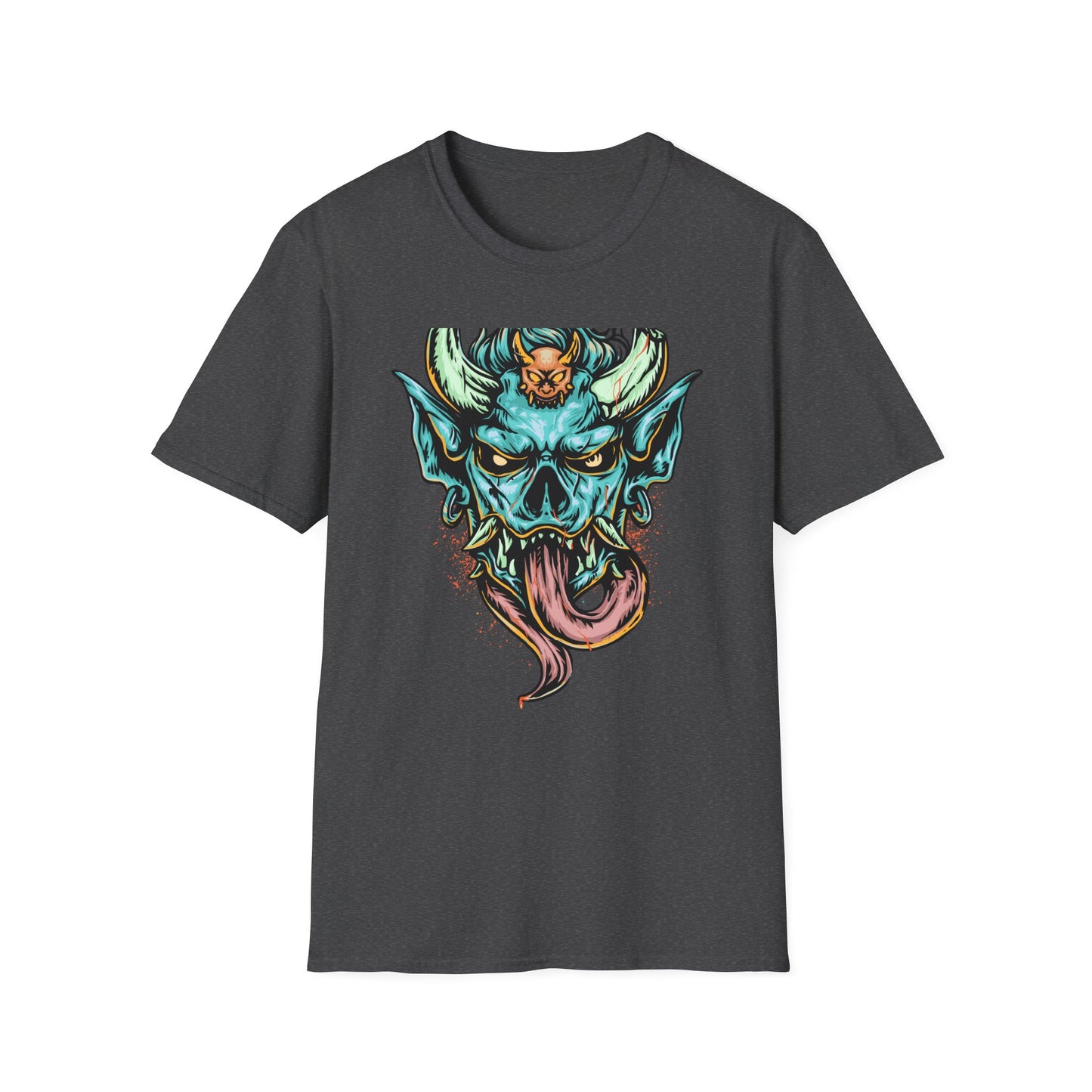 Fierce Oni Demon Mask T-Shirt | Vibrant Mythical Beast Graphic Tee | Unleash Your Bold & Edgy Style