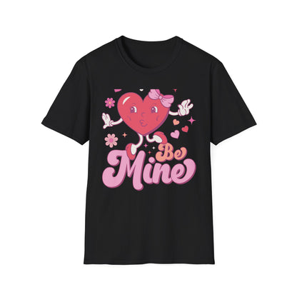 Adorable Retro "Be Mine" Cartoon Heart T-Shirt | Groovy Valentine's Day Gift for Her | Cute Love Graphic Tee