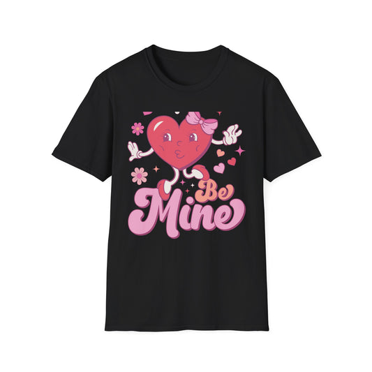 Adorable Retro "Be Mine" Cartoon Heart T-Shirt | Groovy Valentine's Day Gift for Her | Cute Love Graphic Tee