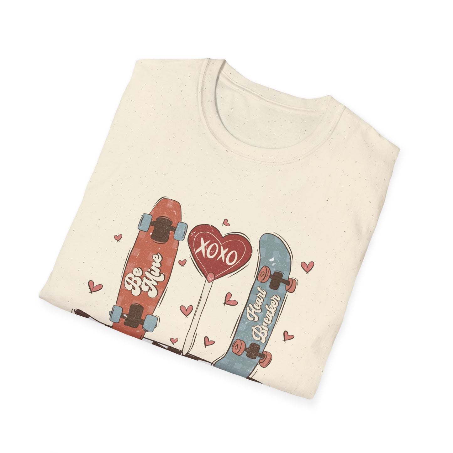 Retro Skateboard Valentine's T-Shirt | Be Mine Heart Breaker XOXO Tee | Trendy Vintage Skater Love Graphic Shirt
