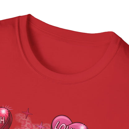 Vibrant 'You Are' Empowering T-Shirt | Self-Love Conversation Hearts & Leopard Print Tee for Women & Girls | Positive Affirmation Gift