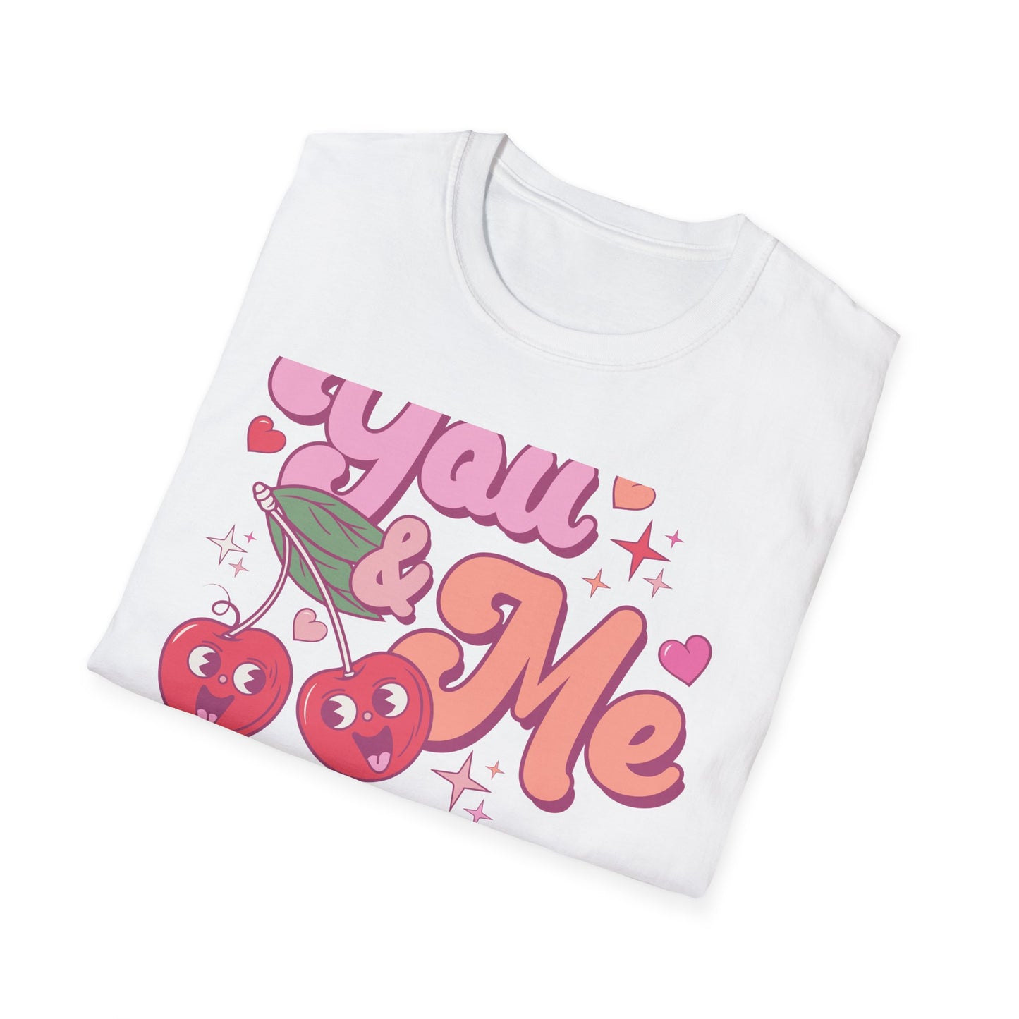 Sweet "You & Me" Retro Cherry T-Shirt - Adorable Couple's Love Tee, Perfect Valentine's Day Gift