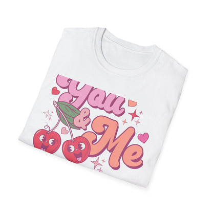 Sweet "You & Me" Retro Cherry T-Shirt - Adorable Couple's Love Tee, Perfect Valentine's Day Gift