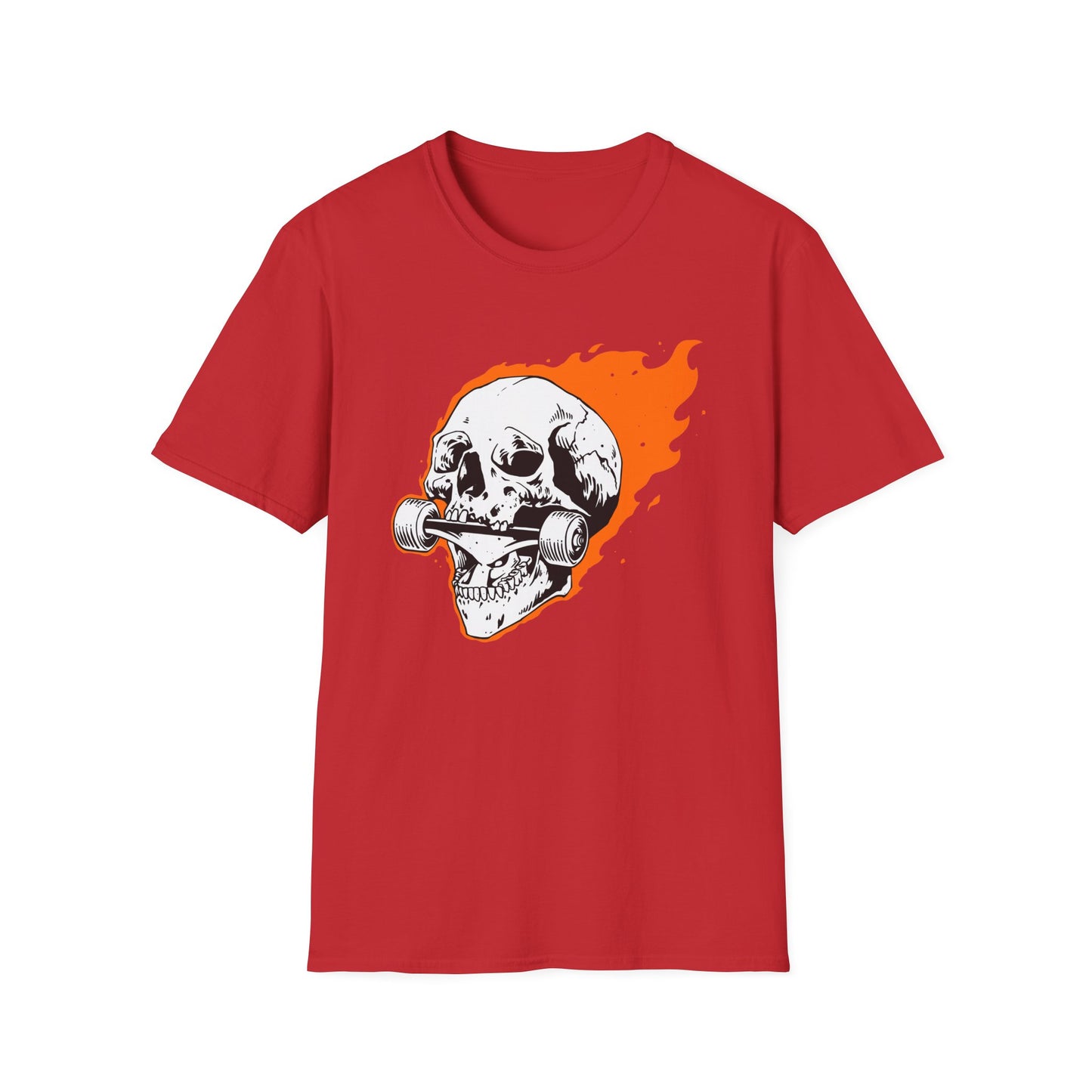 Epic Flaming Skull Skateboard T-Shirt – Rad Skater & Punk Rock Graphic Tee for Bold Street Style