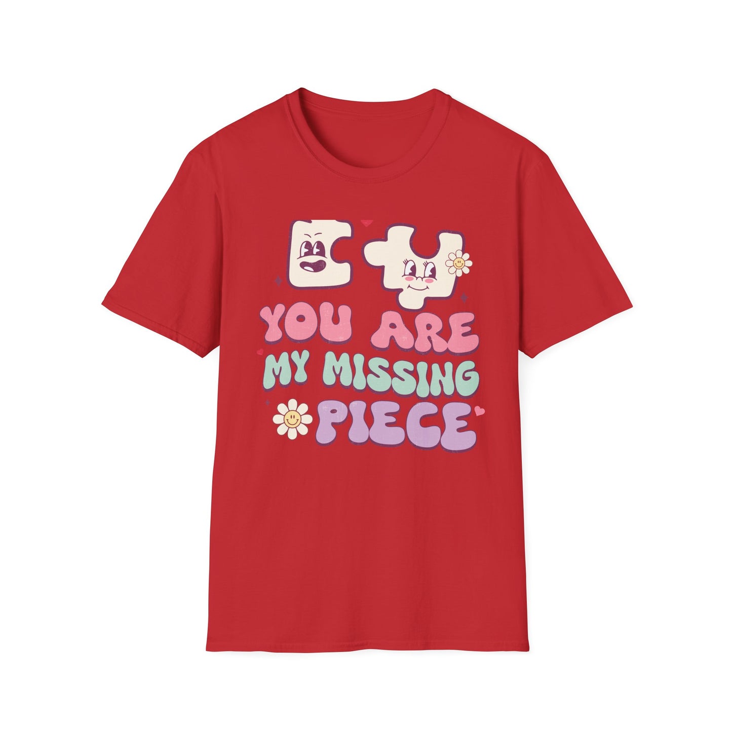 Groovy Retro Missing Piece Puzzle T-Shirt | Adorable Soulmate Couple Love & Valentine's Day Gift