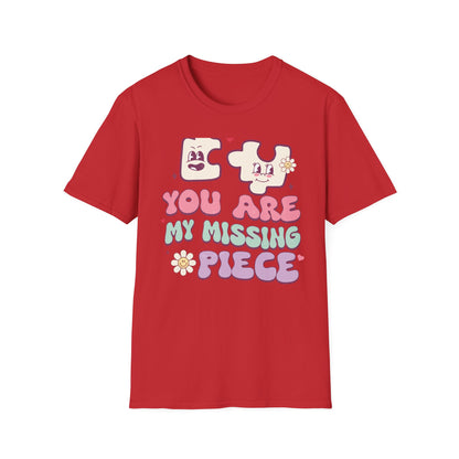 Groovy Retro Missing Piece Puzzle T-Shirt | Adorable Soulmate Couple Love & Valentine's Day Gift