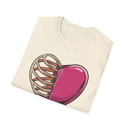 Intriguing Half Heart Rib Cage T-Shirt | Unique Anatomical Love & Vulnerability Tee Design