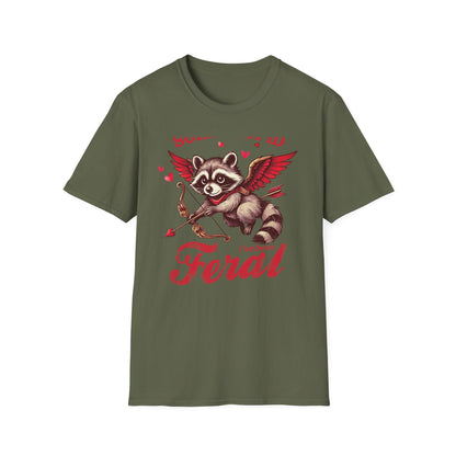 Hilarious Feral Raccoon Cupid T-Shirt | Anti-Valentine's Day Sarcastic Tee | Unique Funny Gift for Animal Lovers