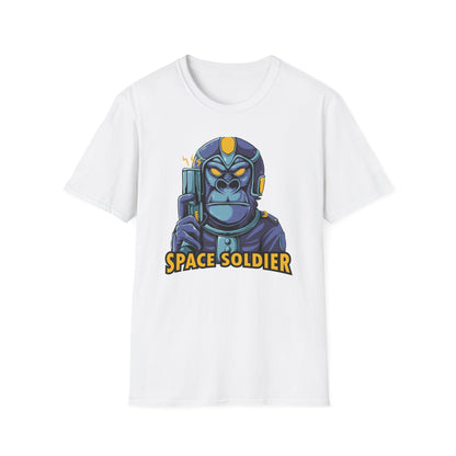 Epic Space Soldier Gorilla T-Shirt: Fierce Sci-Fi Ape Blaster Tee - Galactic Warrior Graphic for Gamers & Sci-Fi Fans