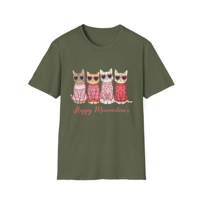Purrfect Happy Meowwventine's T-Shirt | Adorable Cats with Heart Sunglasses | Unique Valentine's Day Gift for Cat Lovers