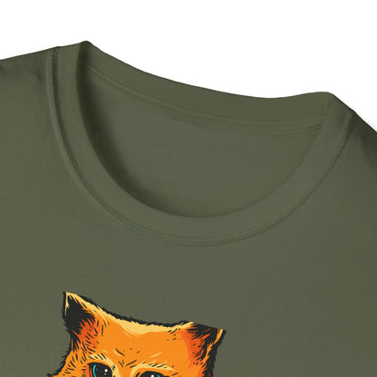 Vibrant Orange Cat & Food Bowl T-Shirt | Adorable Blue-Eyed Feline Lover Tee | Unique Pet Owner Gift Idea