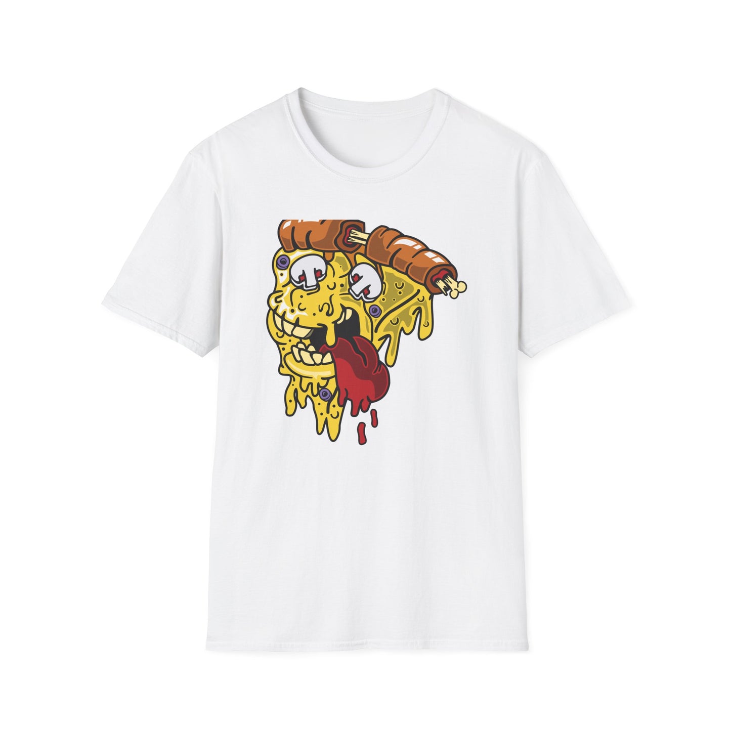 Dripping Zombie Pizza Slice T-Shirt - Ghoulish Horror Foodie Monster Tee for Halloween & Unique Style