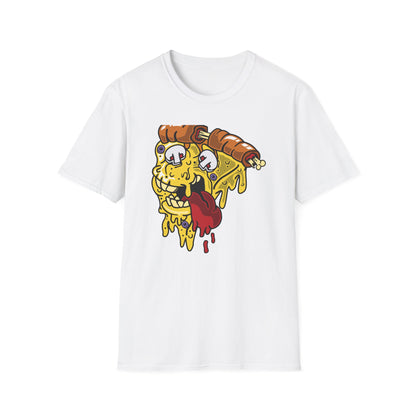 Dripping Zombie Pizza Slice T-Shirt - Ghoulish Horror Foodie Monster Tee for Halloween & Unique Style
