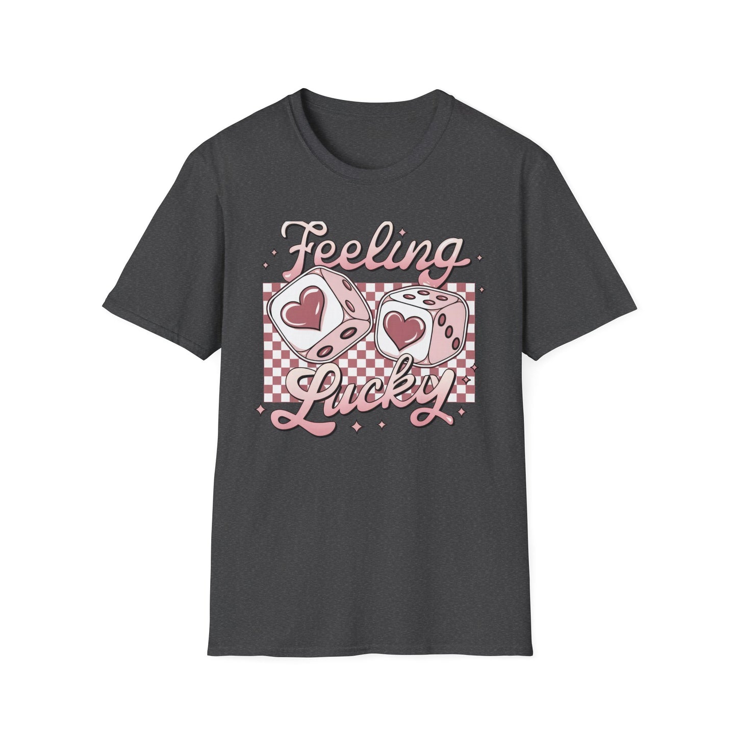 Feeling Lucky Dice Hearts T-Shirt | Chic Pink Aesthetic Tee | Trendy & Playful Love Design for Her