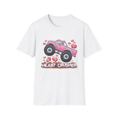 Epic Heart Crusher Monster Truck T-Shirt | Anti-Valentine's Day Breakup Tee | Sarcastic Love Humor Top