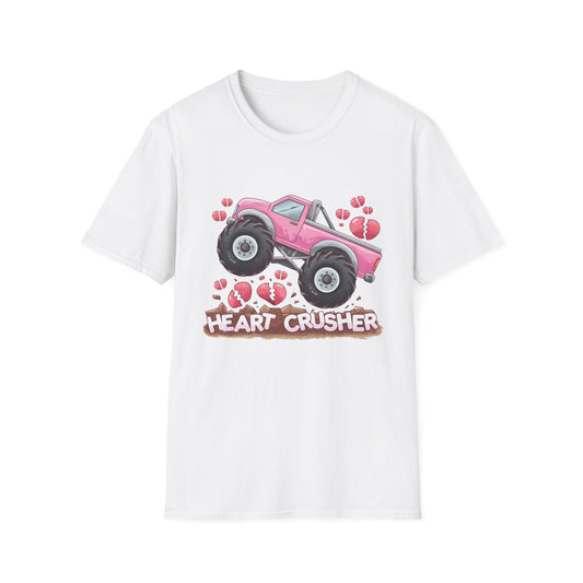 Epic Heart Crusher Monster Truck T-Shirt | Anti-Valentine's Day Breakup Tee | Sarcastic Love Humor Top