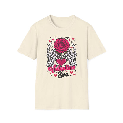Spooky Sweet Valentine's T-Shirt: Skeleton Hands Holding Pink Rose & Heart - Unique Gothic Love Tee Gift