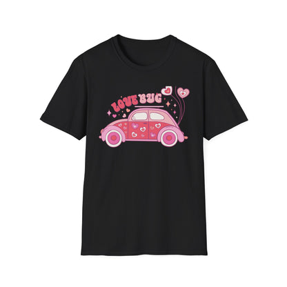 Groovy Love Bug T-Shirt | Adorable Retro Pink VW Beetle & Hearts | Sweet Valentine's Day Gift for Her