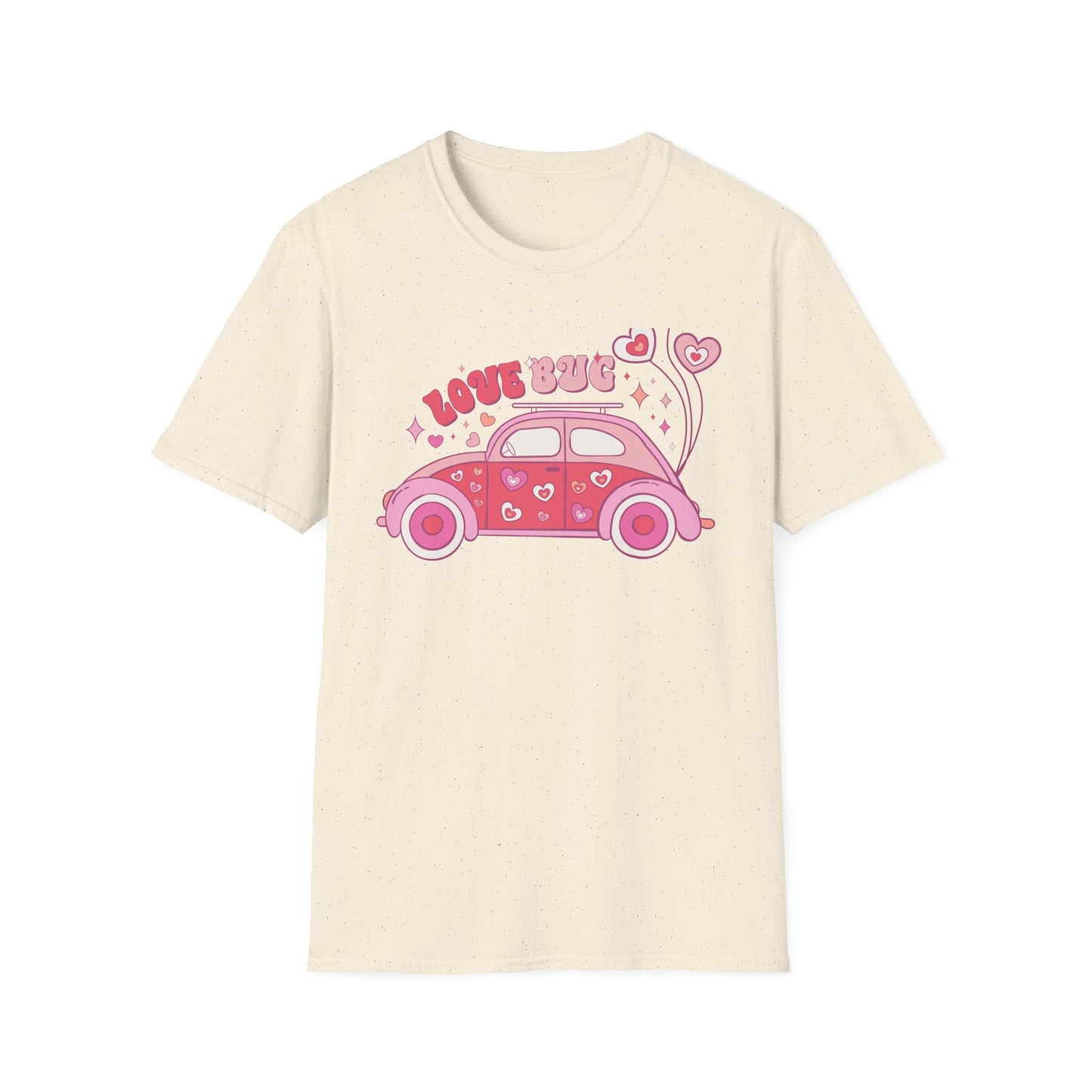 Groovy Love Bug T-Shirt | Adorable Retro Pink VW Beetle & Hearts | Sweet Valentine's Day Gift for Her