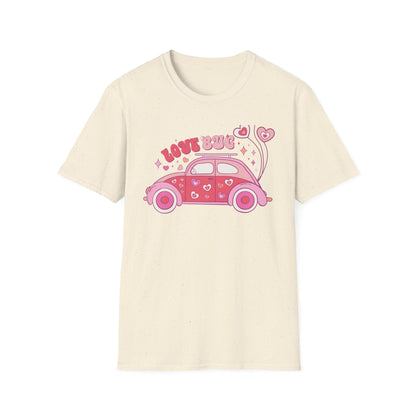 Groovy Love Bug T-Shirt | Adorable Retro Pink VW Beetle & Hearts | Sweet Valentine's Day Gift for Her