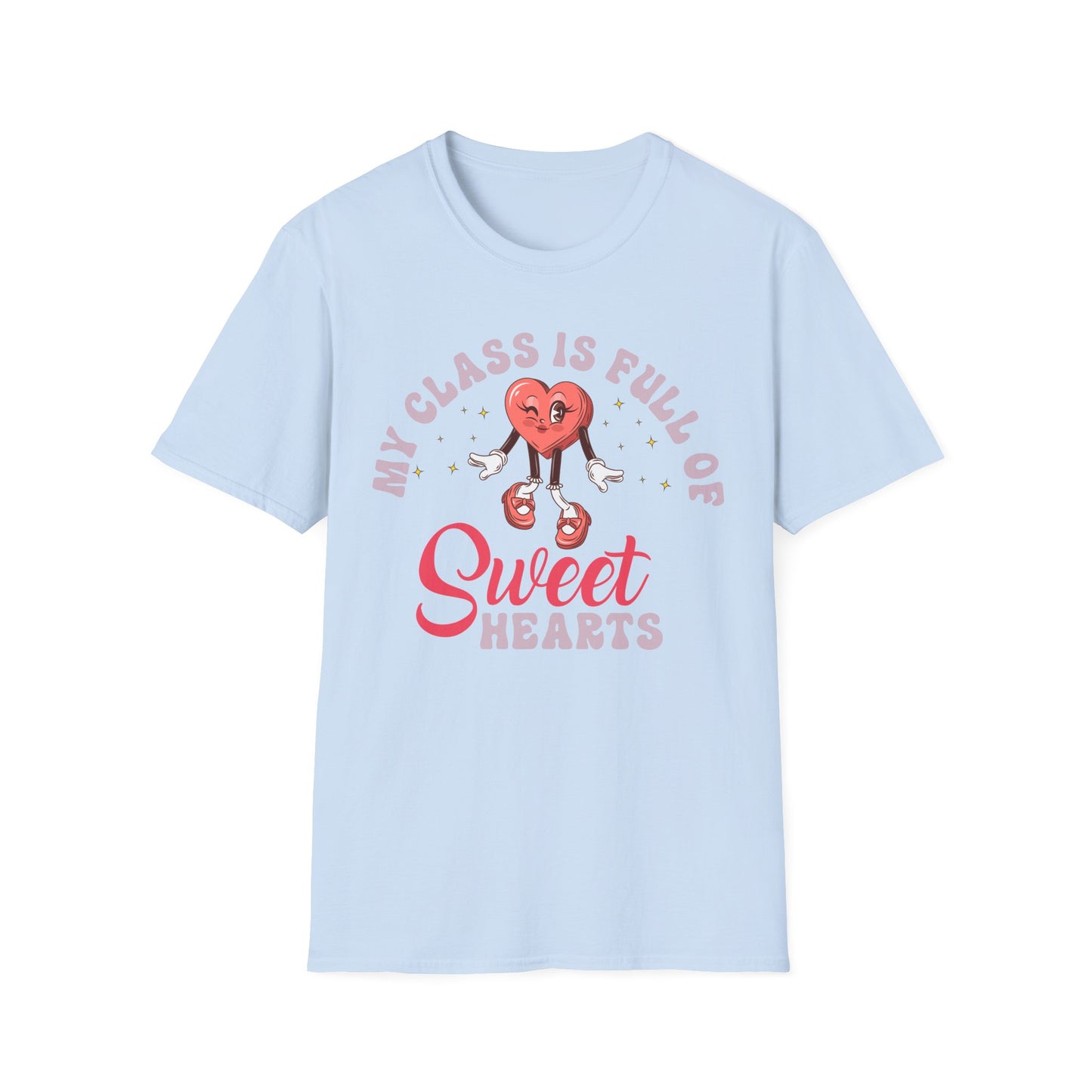 Adorable 'My Class is Full of Sweethearts' Teacher T-Shirt - Retro Valentine's Day Educator Gift - Cute Winking Heart Tee