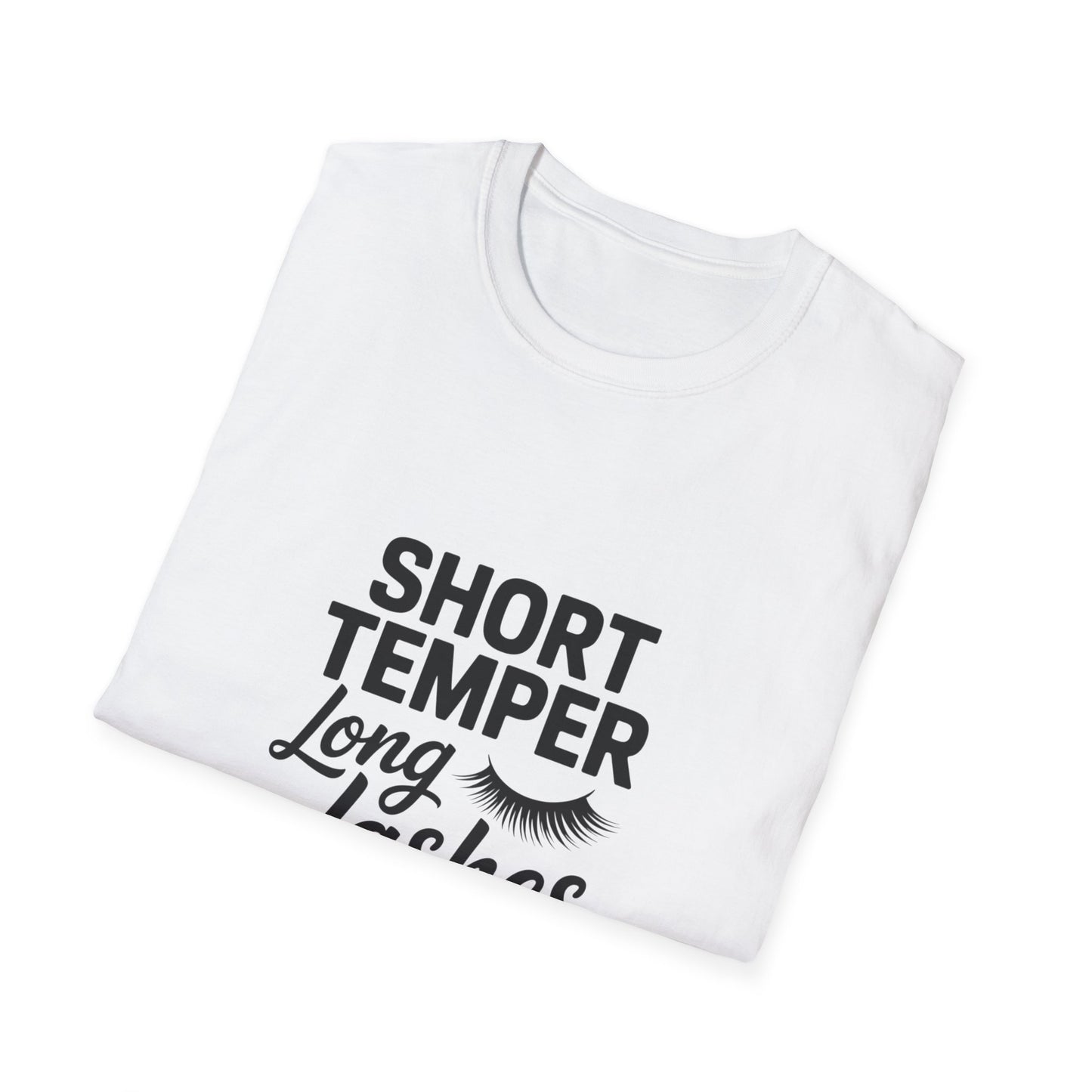 Fierce Short Temper Long Lashes T-Shirt | Sassy Women's Funny Beauty Quote Tee | Perfect Gift for Her, Trendy Attitude Top