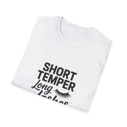 Fierce Short Temper Long Lashes T-Shirt | Sassy Women's Funny Beauty Quote Tee | Perfect Gift for Her, Trendy Attitude Top