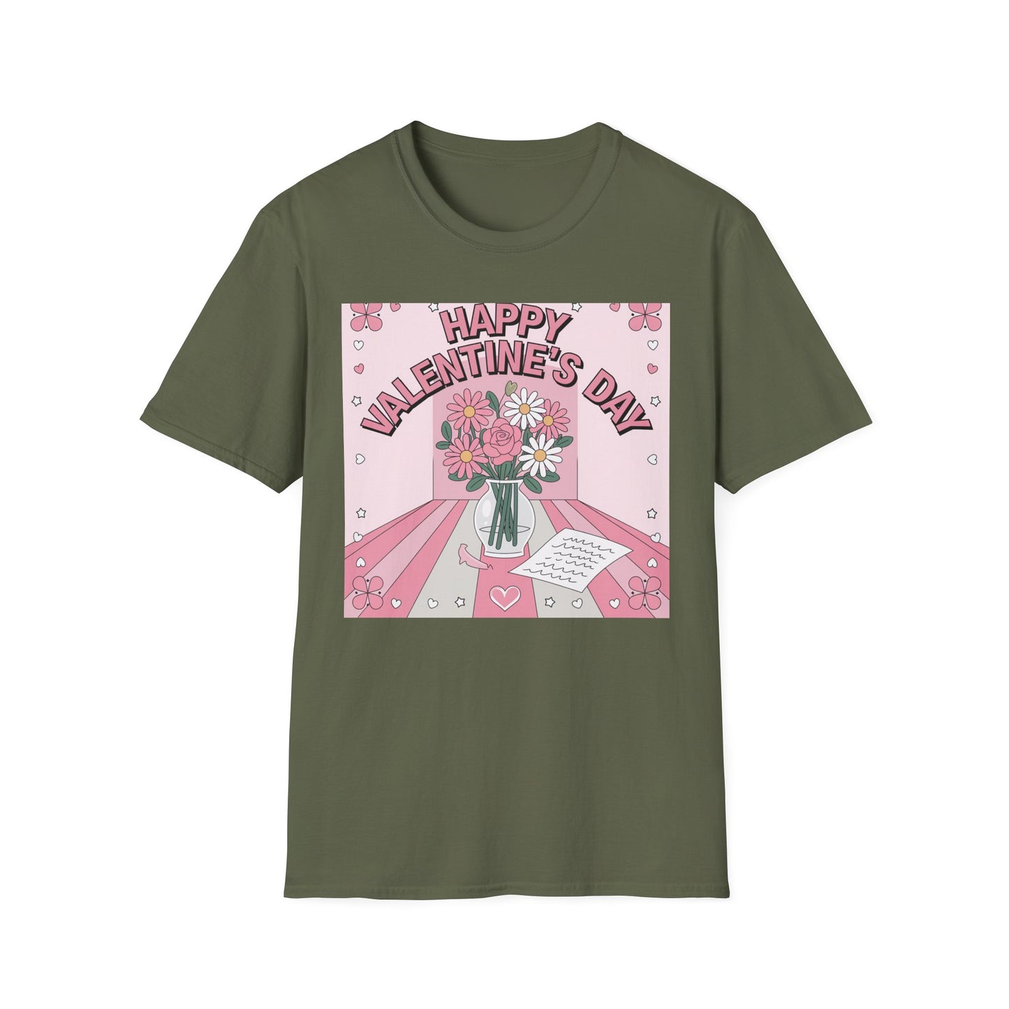 Groovy Valentine's Day Flowers T-Shirt | Charming Retro Love Bouquet Graphic Tee | Sweet Heart & Letter Gift for Her