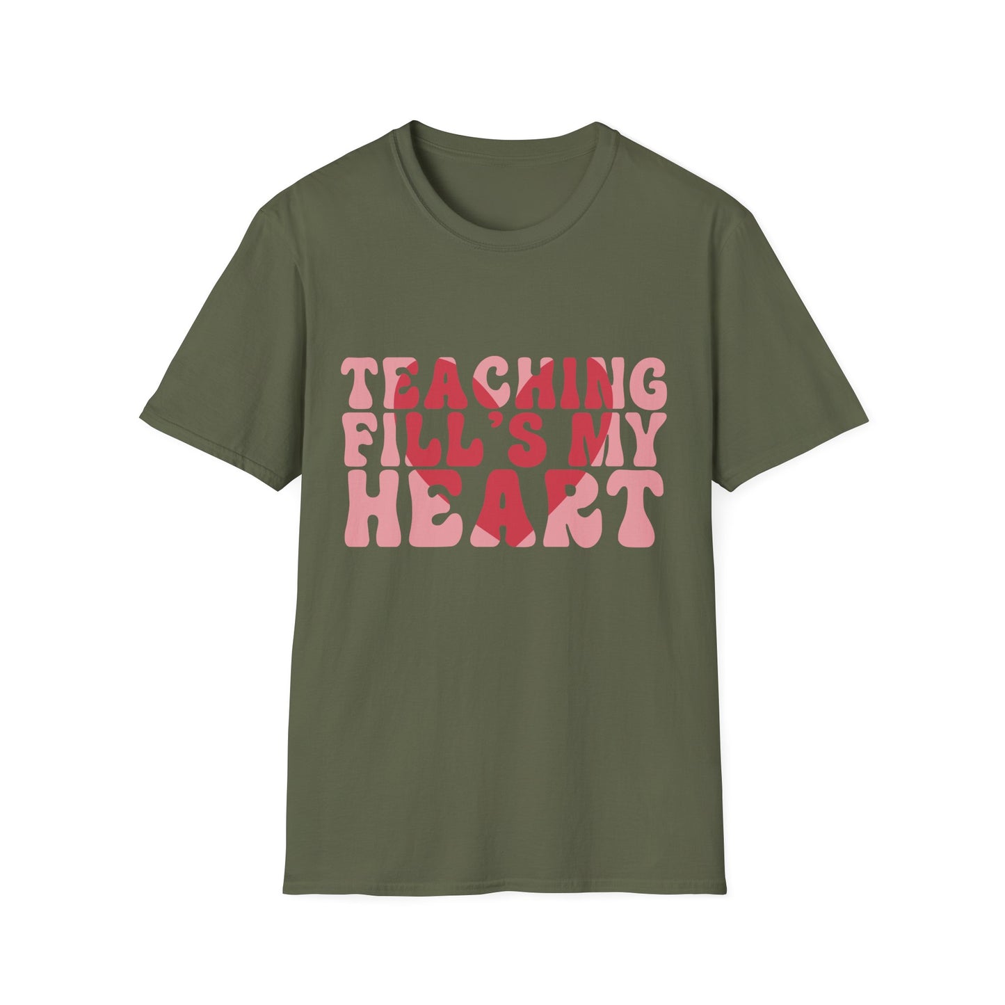 Inspiring Teacher T-Shirt: 'Teaching Fill's My Heart' Groovy Retro Educator Appreciation Tee - Perfect Gift!