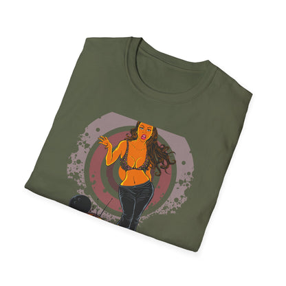 Edgy Retro Pin-Up Girl & Cracked TV Bowling T-Shirt | Bold Pop Art Vibe Women's Tee | Unique Vintage Statement Gift